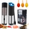 Asdmuchin Gravity Electric Salt and Pepper Grinder Set, Automatic Battery Pepper Mill Grinder, Large Capacity, Adjustable Coarseness, Stainless Steel, LED Light