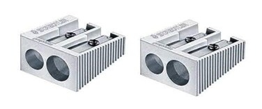 Staedtler Double Hole Quality Aluminium Pencil Sharpener X 2