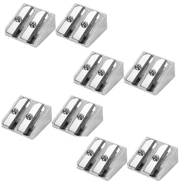 TDGBIH 8 Pcs Pencil Sharpeners Metal Lip Liner Sharpener Mini Pencil Sharpeners Metal Wedge Sharpener with 2 Holes for School Home Office Art Stationery