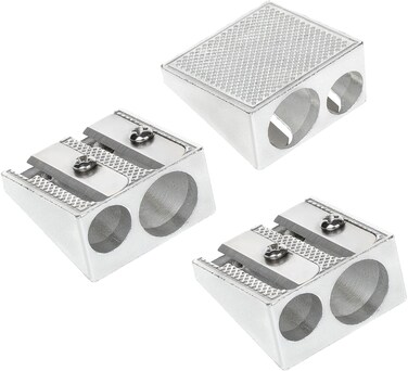 Pencil Sharpeners - Pack of 3 - Metal Handheld Small Sharpener - Double Hole Good Mini Sharpener