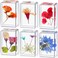 6 Pieces Pressed Flower Paperweight Flower in Resin Specimen Collection for Desk Real Flowers Samples Paper Weights Square Paperweight Cube for Kids Scientific Educational Toy, Office Table Decor