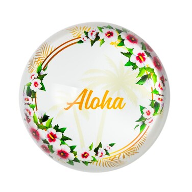 Aloha Designs Aloha Desk Organizer Paperweight -Table Top Accent Piece 3 Inch Glass Dome Paperweight, Great for Desk Top, Mail Organizing, Souvenir, Paper Organizer, Home D&Atilde;&copy;cor - Plus 1 Aloha Sticker