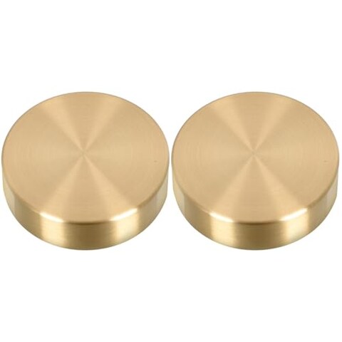 Yardwe 2PCS Brass Round Block Chinese Calligraphy Paperweight Sumi Drawing Paperweight Brass Paperweights Desktop Home Office Decoration, Gold