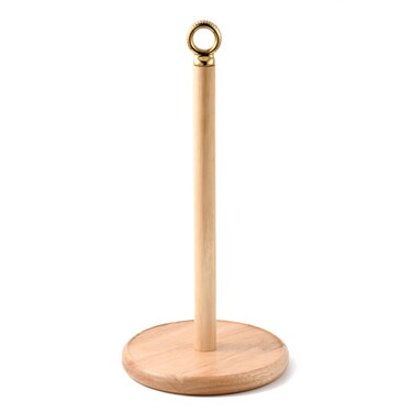 SATU BROWN Stylish Paper Towel Holder Countertop with Heavy Duty Wood Base, Farmhouse Paper Towel Roll Stand for Kitchen Counter fits Standard and Jumbo Size Paper Towels