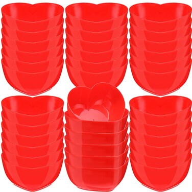 Ziliny Valentine's Day Heart Shaped Bowl Dessert Bowls Deep Plastic Heart Bowl Aesthetic Plates Serving Bowls Salad Bowls Fruit Bowl for Dessert Pasta Fruit Snack, 7.48 Inch (36 Pcs,Red)
