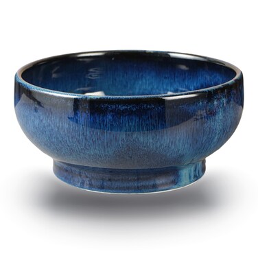 STE-CER Extra Large Salad Bowl,Decorative Fruit Bowl,Kitchen Ceramic Bowl for Fruit &amp; Salad,120 oz Footed Serving Bowl for Entertaining (starry blue)