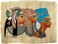 Cleopatra in Royal Vulture Crown &acirc;&euro;&ldquo; Nefertiti in Modius Papyrus &acirc;&euro;&ldquo; Egyptian Papyrus Painting &acirc;&euro;&ldquo; Tutankhamen in Nemes Papyrus &acirc;&euro;&ldquo; Unframed &acirc;&euro;&ldquo; Frameable - 17x13 inches