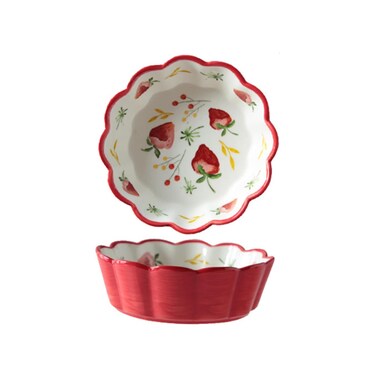 PRETYZOOM 1pc Ceramic Nut Chip Salsa Bowl Ceramic Fruit Bowl Japanese Plates Soup Bowls Ceramic Serving Bowl Cute Snack Bowls Serving Bowls Colorful Bowl Red Salad Tableware