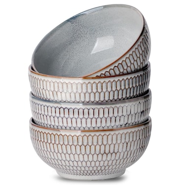 HVH Ceramic Cereal Bowls Set of 4, 24 oz Ceramic Bowls for Kitchen, Salad, Oatmeal, Noodle, Soup Bowls Microwave Safe (Wabi sabi)