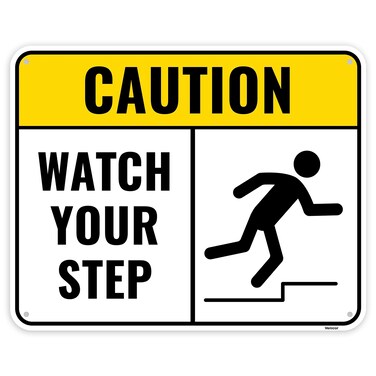 1PC Caution Watch Your Step Sign, 10 x 8 Inches - Aluminum - Safety Sign