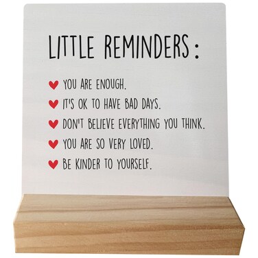 grapehiker Inspirational Gift wooden sign - Mental Health Gift for College Girls, Self Love Gift, Little Reminders Office Decor Sign, Back to School Gifts for College Students, Promotion Gift
