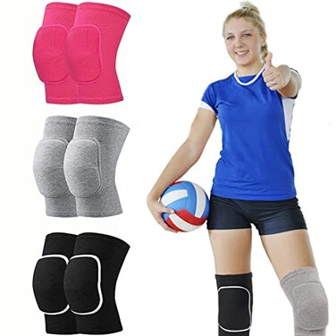 VOPHIA 3 Pairs Dance Knee Pad Volleyball Knee Pads for Women Girls Man Dancers Yoga Pole Floor Dance Non-slip Elastic Padded Knee Brace Support with Sponge Knee Protector Guards(Large)