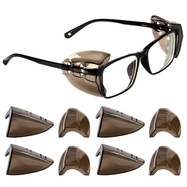 4 Pairs Eye Glasses Side Shields, Flexible Slip on Side Shields for Prescription Glasses Fits Small to Medium Eyeglasses (Brown-4)
