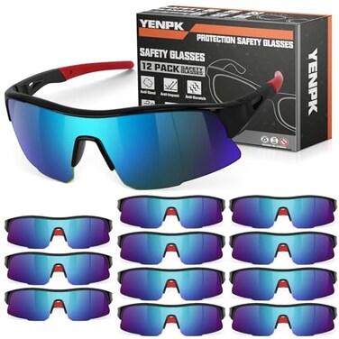 YENPK Safety Glasses for Men Women, ANSI Z87.1 Safety Glasses with UV Protection, Impact Resistant Tinted Safety Sunglasses