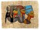 Ancient Egyptian Paintings Cleopatra-Tutankhamen-Nefertiti - Cleopatra in Royal Vulture Crown - Tutankhamun in Names - Nefertiti in Modius - Egypt Hieroglyphs Papyrus, 13x9 Inches