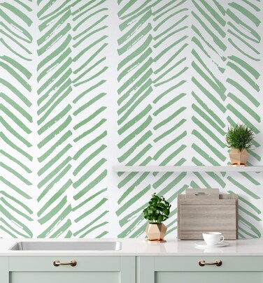 Guvana 17.7"&Atilde;&mdash;394" Green and White Wallpaper Line Peel and Stick Wallpaper Stripe Self Adhesive Wallpaper DIY Removable Contact Paper Boho Wallpaper for Bedroom Livingroom Covering Vinyl Roll
