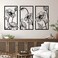 Resama 3 Pcs Black Metal Flowers Wall Decor, Minimalist Abstract Wall Art Modern Floral Line Wall Sculpture Hanging for Bedroom Bathroom Kitchen