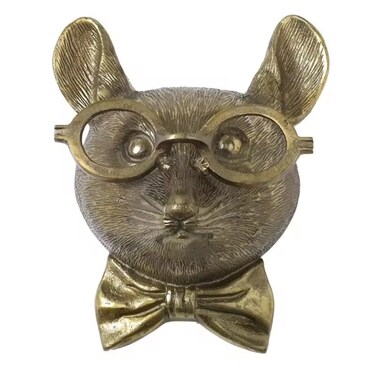 Animal Heads Wall Art Decor,3D Wall Mount Ornament, Aesthetic Gold Wall Sculpture Home Decor, Resin Animal Head Wall Hanging Decoration for Family Living Room Bedroom Bathroom Kitchen Gift (Rat)