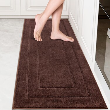 PURRUGS Machine Washable Kitchen Runner Rug 24" x 59", Non-Slip/Skid Hallway Runner Rug, Super Absorbent Soft Area Rug for Kitchen, Hallway &amp; Laundry, Brown