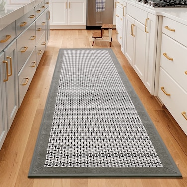 Cognitixx Kitchen Rugs, Non Skid Washable Kitchen Floor Rug Absorbent Kitchen Mats, Large Runner Rugs with Rubber Backing, Durable Woven Floor Mats for Kitchen, Farmhouse, Hallway (20" x 70", Gray)
