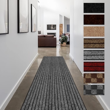 FREADEM Runner Rugs for Hallways, 2FT x 6FT Non Slip Kitchen Area Rug Entryway Runner Laundry Room Rug, 2-82 FT Indoor Outdoor Carpet Runners with Rubber Backing, Grey Stripe