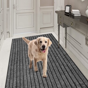 Runner Rug 2FT x 6FT, AYOHA 2'-82' Utility Carpet Runner for Entryway Hallway Aisles Balcony Garages, Area Rugs with Non-Slip Rubber Backing, Grey Strip (Available Custom Sizes)