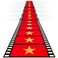 Woanger Plastic Red Carpet Runner for Party 30 Micron Thickness Gold Star Aisle Runner Event Rugs for Runway Floor Stage Stair Hallway Movie Theme Birthday Wedding Prom Decor (Film, 3.3 x 50 Ft)