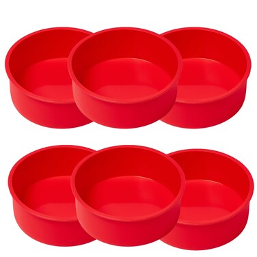 saphe 4 Inch round Cake Pans (6 Pack) - Non-Stick Mini Round Baking Pans, Silicone Cake Molds for Small Layer Cakes and Desserts