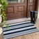 OJIA Entryway Rug 24''x51'', Machine Washable Front Door Mat Cotton Woven Blue and White Outdoor Rug Porch Rug Striped Kitchen Rug Runner Indoor Door Mat for Farmhouse/Entry/Home Entrance