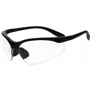 Full Lens Magnifying Safety Glasses - Safety Reading Glasses for Men, Women, Work, Healthcare, Riding - with Black Lightweight Wrap-Around Frame - Z87.1 Certified - UV Protection - Clear Lens, +1.00