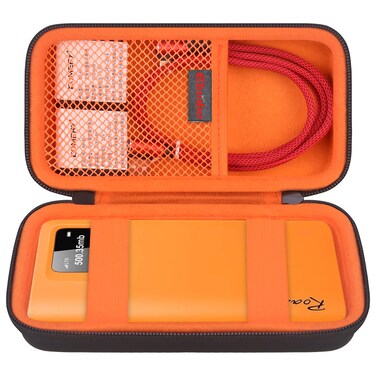 Elonbo Carrying Case for RoamWiFi 4G LTE Mobile Hotspot Router, R10 Router Travel Bag Worldwide Portable WiFi Storage Holder, Mesh Pocket Fits Cable, Black+Inside Orange