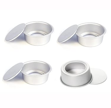 Astra Gourmet 4-Inch Perfect Performance Aluminium Round Cake Pan Chiffon Cake Mold Baking Mould with Removable Bottom, Set of 4