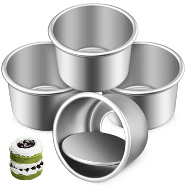 UPKOCH 12 Pcs Mini Round Cake Pans with Removable Bottom, 2-Inch Aluminum Alloy Baking Molds for Cheesecakes, Chiffon Cakes, and Puddings