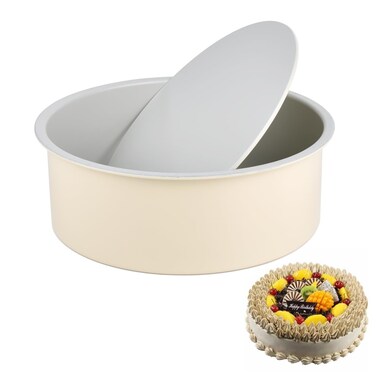 Guowall 8 inch Removable Bottom Round Cake Pan for Layer Cake, Cheese Cake, Nonstick Cake Mold for Baking - Cream Color