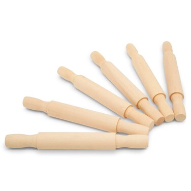 Wooden Mini Rolling Pin, 7 Inches Long, Pack of 6, Perfect for Fondant, Pasta, Baking in the Kitchen, Play-doh, Crafting and Imaginative Play, by Woodpeckers