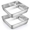 TeamFar Square Cake Pan, 2 PCS 8 Inch Square Baking Pan Stainless Steel for Cake Brownie Lasagna, Healthy &amp; Non Toxic, Sturdy &amp; Brushed Surface, Dishwasher Safe
