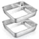 TeamFar Square Cake Pan, 2 PCS 8 Inch Square Baking Pan Stainless Steel for Cake Brownie Lasagna, Healthy &amp; Non Toxic, Sturdy &amp; Brushed Surface, Dishwasher Safe