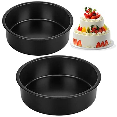 AWTBDP 4.5-Inch &amp; 6-Inch Cake Pan Set, Set of 2, Round Baking Pan, Stainless Steel Birthday Wedding Metal Layer Cake Pans, Non Toxic Coating, Straight Side, Easy Clean Easy Release, 2 Inch Deep