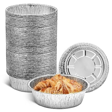 LEGLO 6'' Round Tin Foil Cake Pans - Round Cake Pan Baking Container Pack of 50 Foil Pan Aluminum Foil Pans Oven Safe Cooking Pan Heavy Duty Cooking Pans Round Baking Pan Storage Aluminum Pie Pans