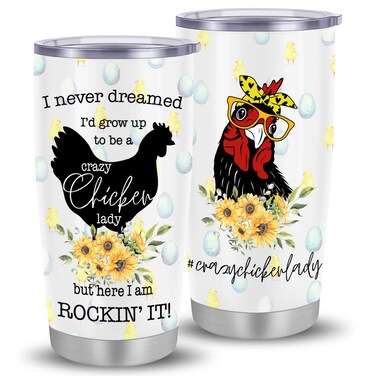 ZOKCC Crazy Chicken Lady Gifts Chicken Gifts for Chicken Lovers, Funny Chicken Coffee Cup for Women, 20oz Stainless Steel Chicken Travel Tumbler Gifts for Mom Women Wife