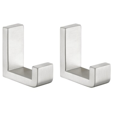 Angle Simple Bathroom Towel Hooks, SUS 304 Stainless Steel Compact Robe Coat Hooks for Wall, Brushed Nickel, 2 Pack