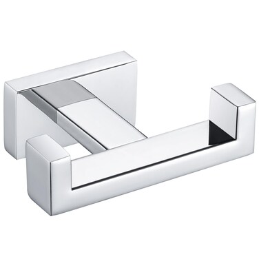 Angle Simple Bathroom Towel Hook, SUS 304 Stainless Steel Hand Towel Double Hook for Wall, Robe Coat Holder, Polished Chrome