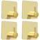 Biomoty Gold Adhesive Hooks, 4 Pack Wall Hooks Heavy Duty, Waterproof Sticky Hooks for Hanging Towel, Key, Coat, Hat, Robe, Clothes, Towel Hook for Bathroom Kitchen Wall Mounted (Gold)