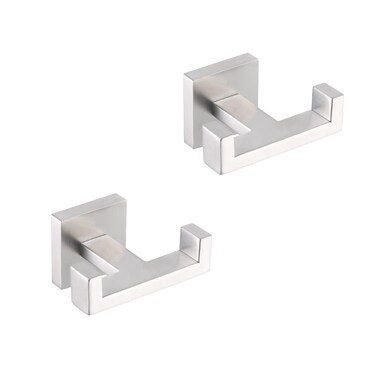 GERZWY Brushed Stainless Steel Coat/Robe Clothes Hook for Bath Kitchen Modern Hotel Style, Bathroom Double Towel Hook Wall Mounted 2 Pack