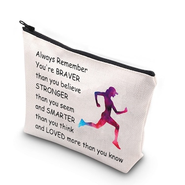 Running Gifts for Her Running Lover Gifts Runner Makeup Bag Cosmetic Pouch Cross Country Running Gift for Runners Teens Women Zipper Pouch Travel Toiletry Bag Organizer (Runner Cosmetics Bag)