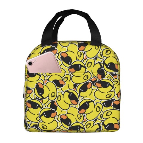 Duduho Funny Rubber Duck With Sunglasses Lunch Bag Compact Tote Bag Reusable Lunch Box Container For Women Men School Office Work, 6l