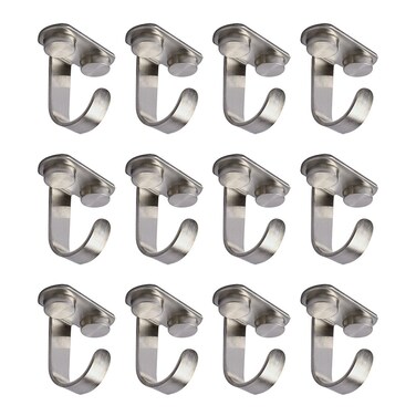 Alise Ceiling Hooks,Ceiling Mount Curtain Rod Bracket Holder,Closet Hooks Purse Hanger Bag Hooks for Table,Coffee Mug Hooks Under Cabinet,Screw in Hooks Stainless Steel,Brushed,Pack of 12