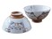 Japanese Mino Ware Ceramic Rice Bowls Set, 4.53 x H2.48 Inches, 7.8 Fluid Ounces, Cute Smiling Cats Set of 2 Blue and Pink (Blue and Pink)