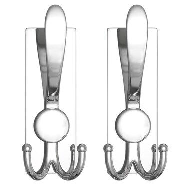 VAEHOLD 2 Pack Adhesive Towel Hooks Robe Towel Wall Hooks Stainless Steel Heavy Duty Coat Hooks, Multifunctional Practical Hooks for Hanging Bathrobes, Coats (Bright Surface)