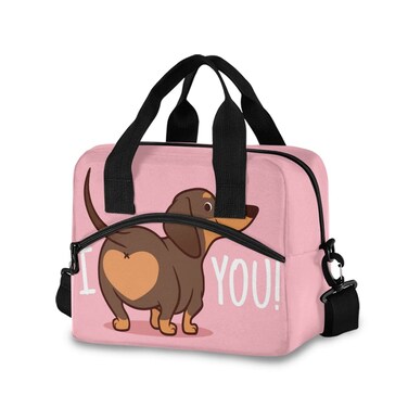 Glaphy Cute Dachshund Dog Lunch Bags, Insulated Lunch Tote Bags Cooler Lunch Box Food Container for Women Men Adults